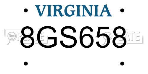 8GS658 Virginia License Plate