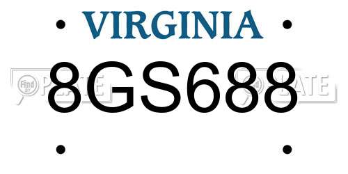 8GS688 Virginia License Plate