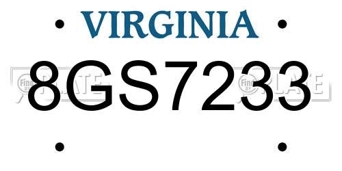 8GS7233 Virginia License Plate