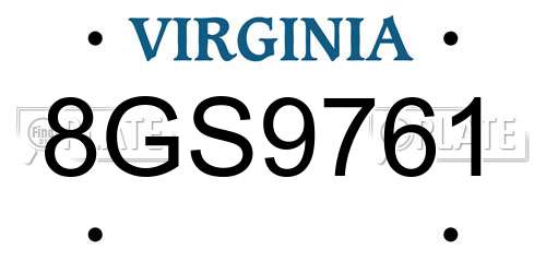 8GS9761 Virginia License Plate
