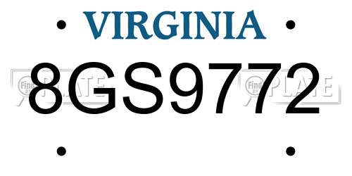 8GS9772 Virginia License Plate