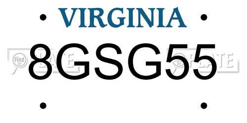 8GSG55 Virginia License Plate