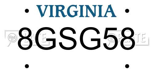 8GSG58 Virginia License Plate