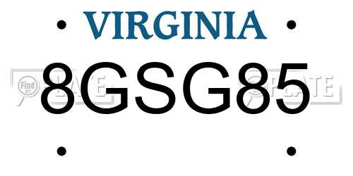 8GSG85 Virginia License Plate