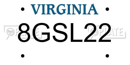 8GSL22 Virginia License Plate