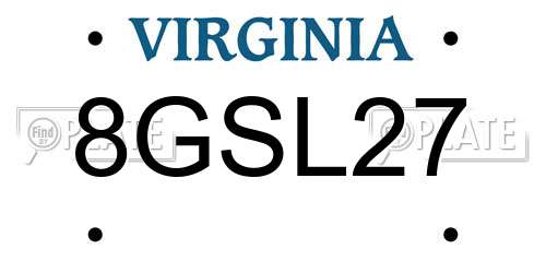 8GSL27 Virginia License Plate