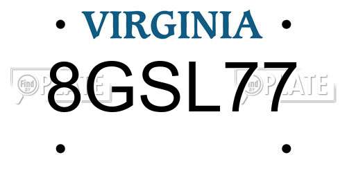 8GSL77 Virginia License Plate