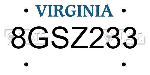8GSZ233 Virginia License Plate