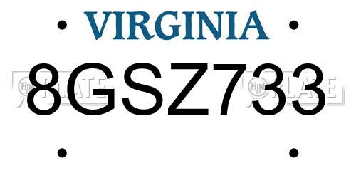 8GSZ733 Virginia License Plate