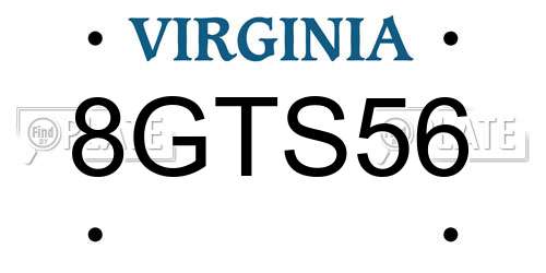 8GTS56 Virginia License Plate