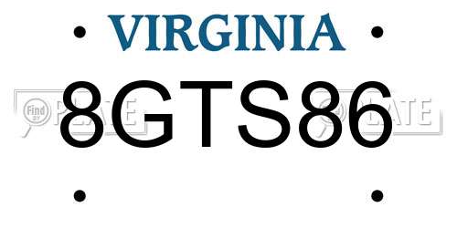 8GTS86 Virginia License Plate