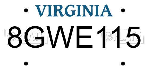 8GWE115 Virginia License Plate
