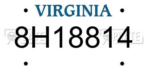 8H18814 Virginia License Plate