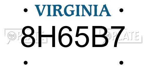 8H65B7 Virginia License Plate