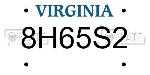 8H65S2 Virginia License Plate