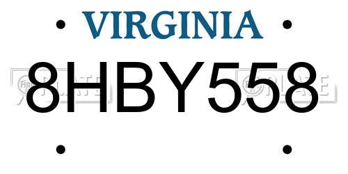 8HBY558 Virginia License Plate