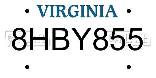 8HBY855 Virginia License Plate