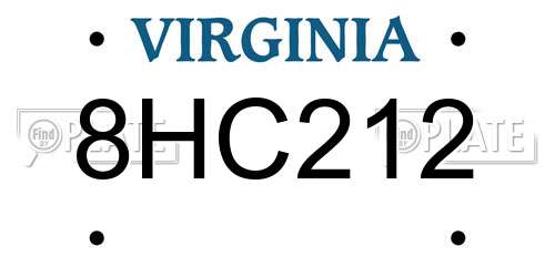 8HC212 Virginia License Plate