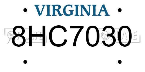 8HC7030 Virginia License Plate