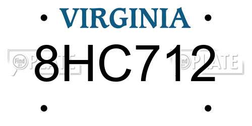 8HC712 Virginia License Plate