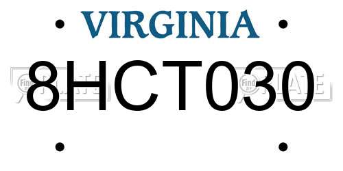 8HCT030 Virginia License Plate