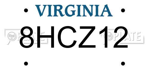 8HCZ12 Virginia License Plate