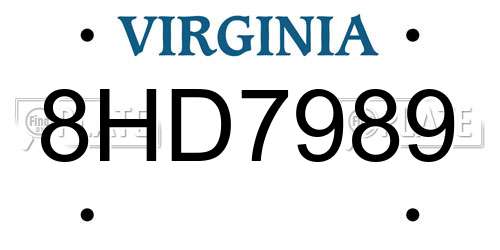 8HD7989 Virginia License Plate