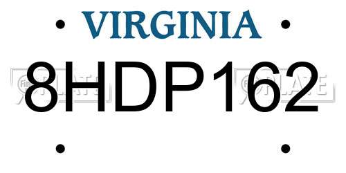 8HDP162 Virginia License Plate