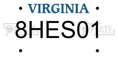 8HES01 Virginia License Plate