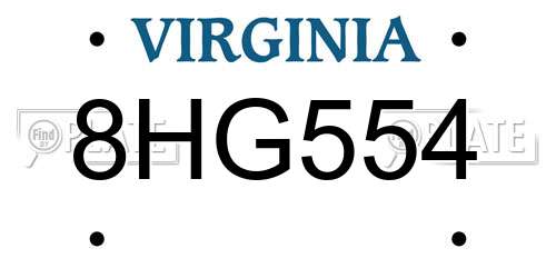 8HG554 Virginia License Plate