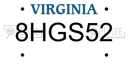 8HGS52 Virginia License Plate