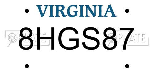 8HGS87 Virginia License Plate
