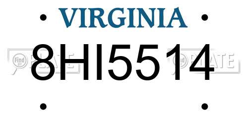8HI5514 Virginia License Plate