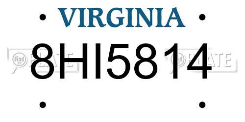 8HI5814 Virginia License Plate