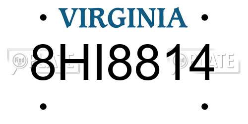 8HI8814 Virginia License Plate