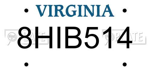 8HIB514 Virginia License Plate