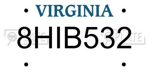 8HIB532 Virginia License Plate
