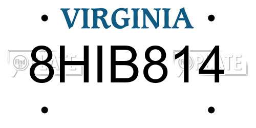8HIB814 Virginia License Plate