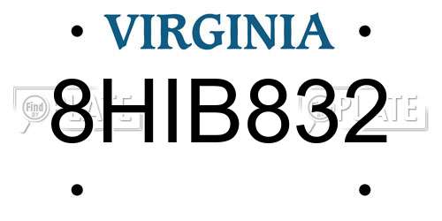 8HIB832 Virginia License Plate