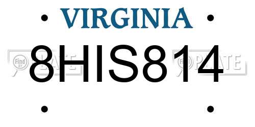 8HIS814 Virginia License Plate