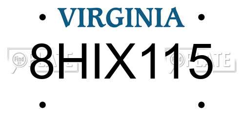 8HIX115 Virginia License Plate