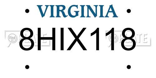 8HIX118 Virginia License Plate
