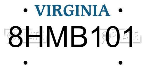 8HMB101 Virginia License Plate