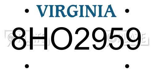 8HO2959 Virginia License Plate