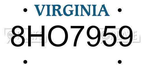8HO7959 Virginia License Plate
