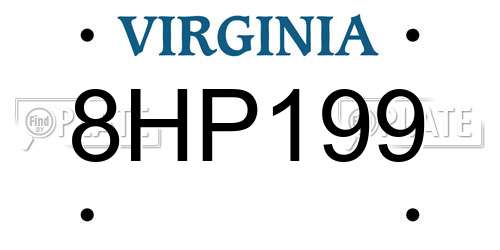 8HP199 Virginia License Plate