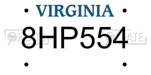 8HP554 Virginia License Plate