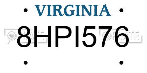 8HPI576 Virginia License Plate