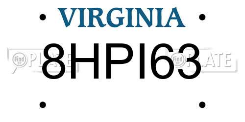 8HPI63 Virginia License Plate
