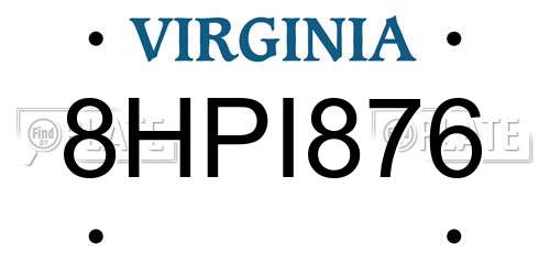 8HPI876 Virginia License Plate